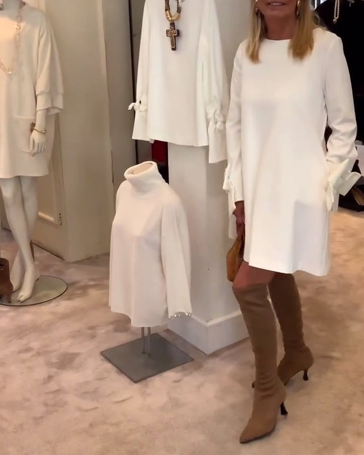 Renée™ | Women’s Bold Dress with Round Neckline and Flounce Sleeves
