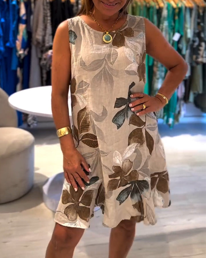 Lena™ | Women’s Sleeveless Round Neck Printed Dress