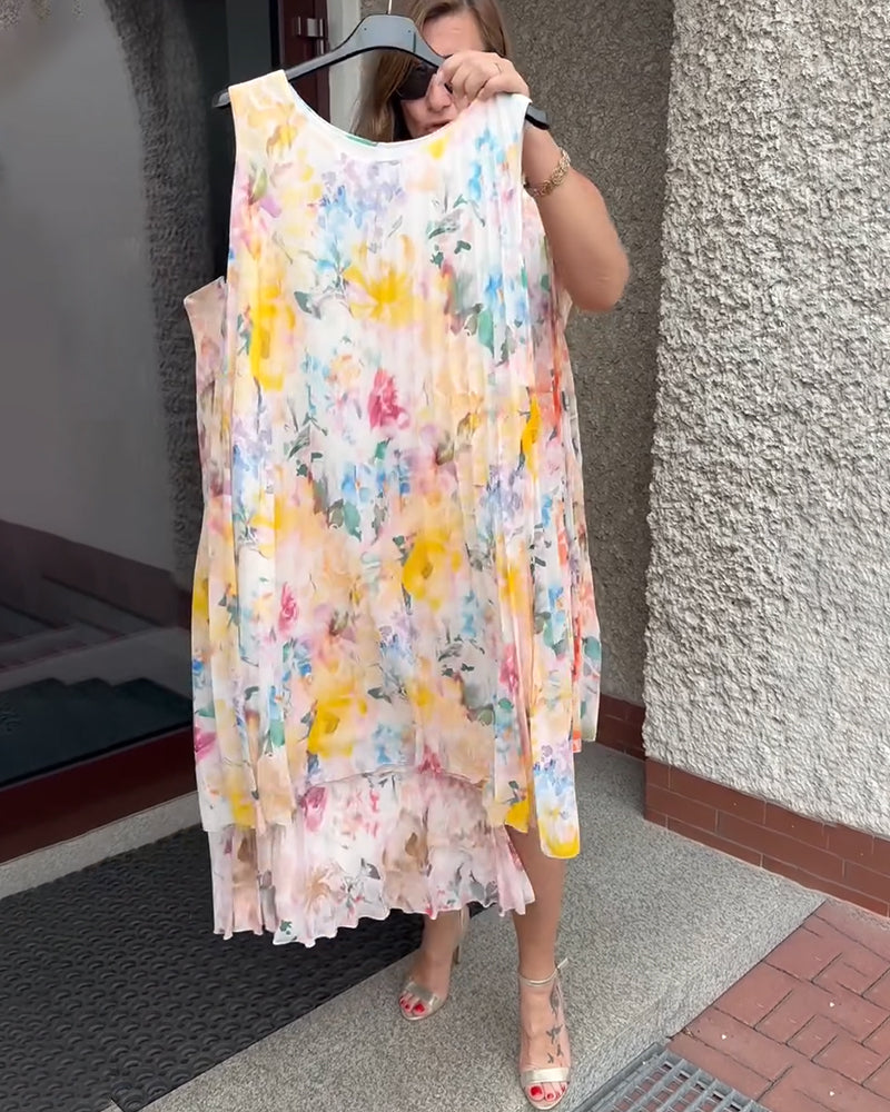 Lilia™ | Women’s Sleeveless Pleated Floral Dress