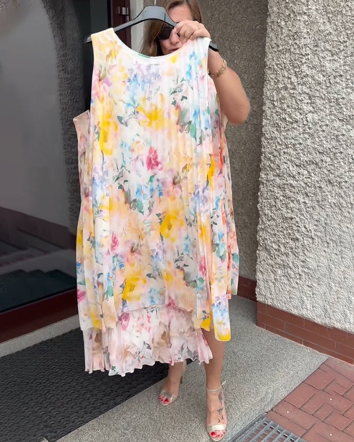 Lilia™ | Women’s Sleeveless Pleated Floral Dress
