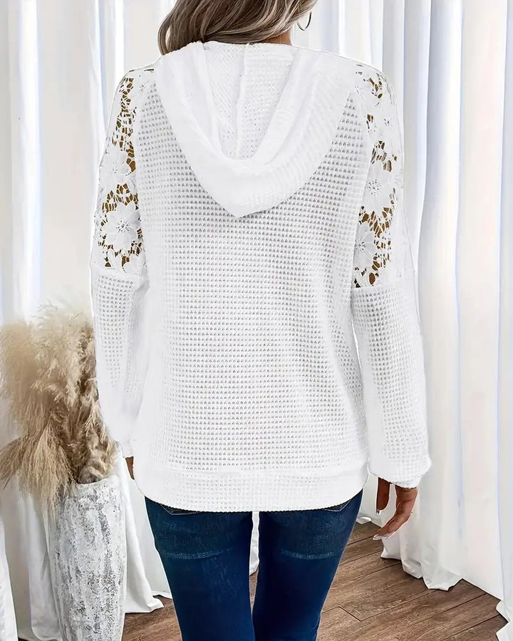 Marin™ | Women’s V-Neck Long Sleeve Lace Hoodie – Relaxed Fit
