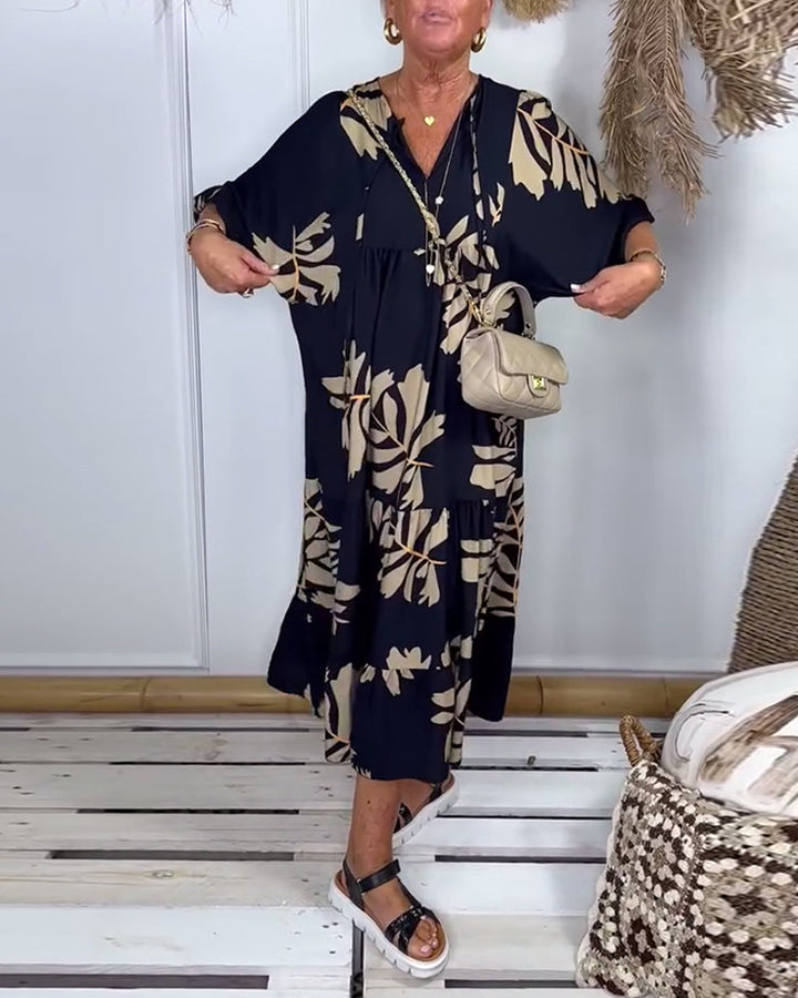 Ivy™ | Women’s Casual Dress with Contrasting Leaf Print