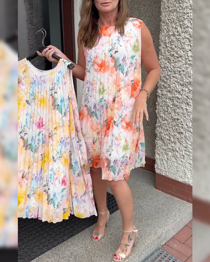 Lilia™ | Women’s Sleeveless Pleated Floral Dress