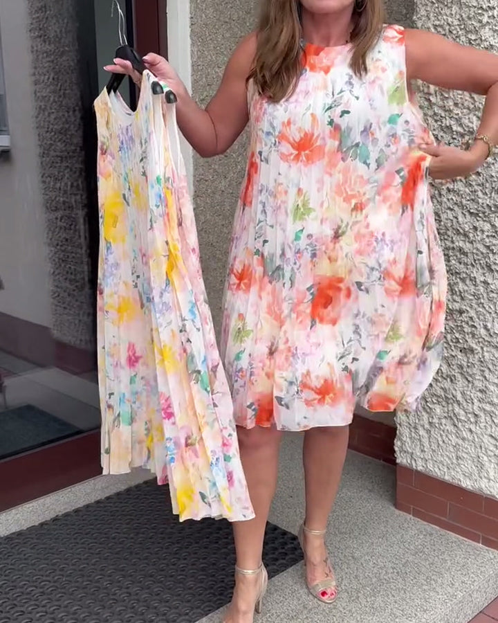 Lilia™ | Women’s Sleeveless Pleated Floral Dress