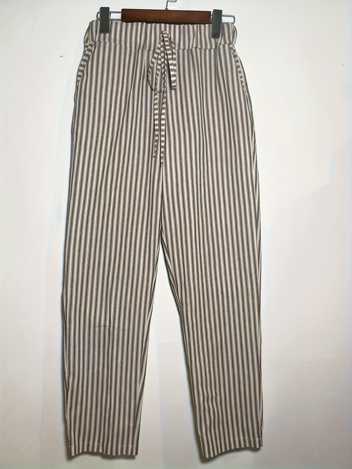 Marlena™ | Striped Linen Trousers for Women