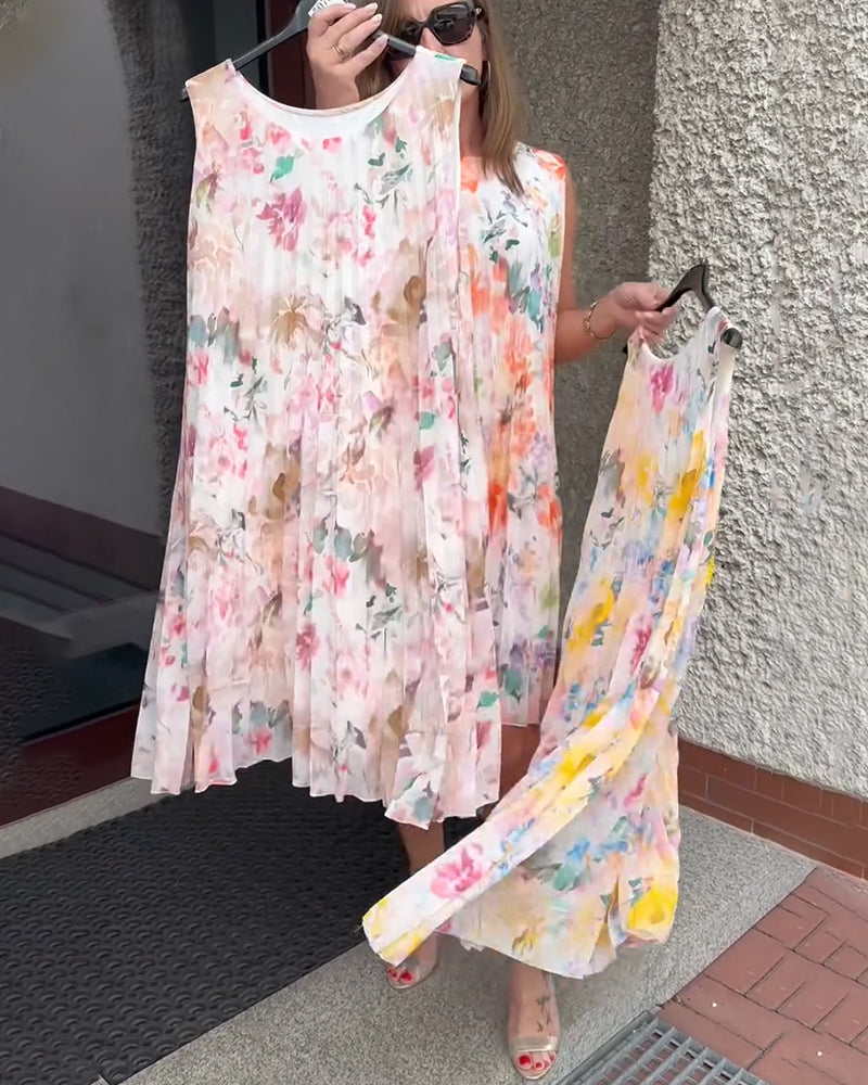 Lilia™ | Women’s Sleeveless Pleated Floral Dress