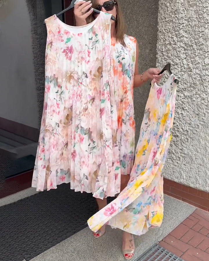 Lilia™ | Women’s Sleeveless Pleated Floral Dress