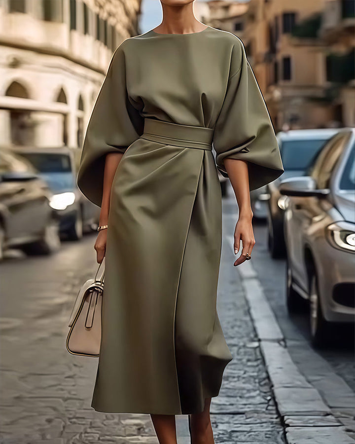Abeleine™ | Dress with Lantern Sleeves & Belt