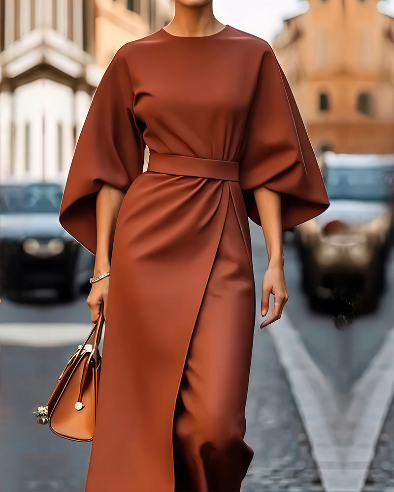 Abeleine™ | Dress with Lantern Sleeves & Belt