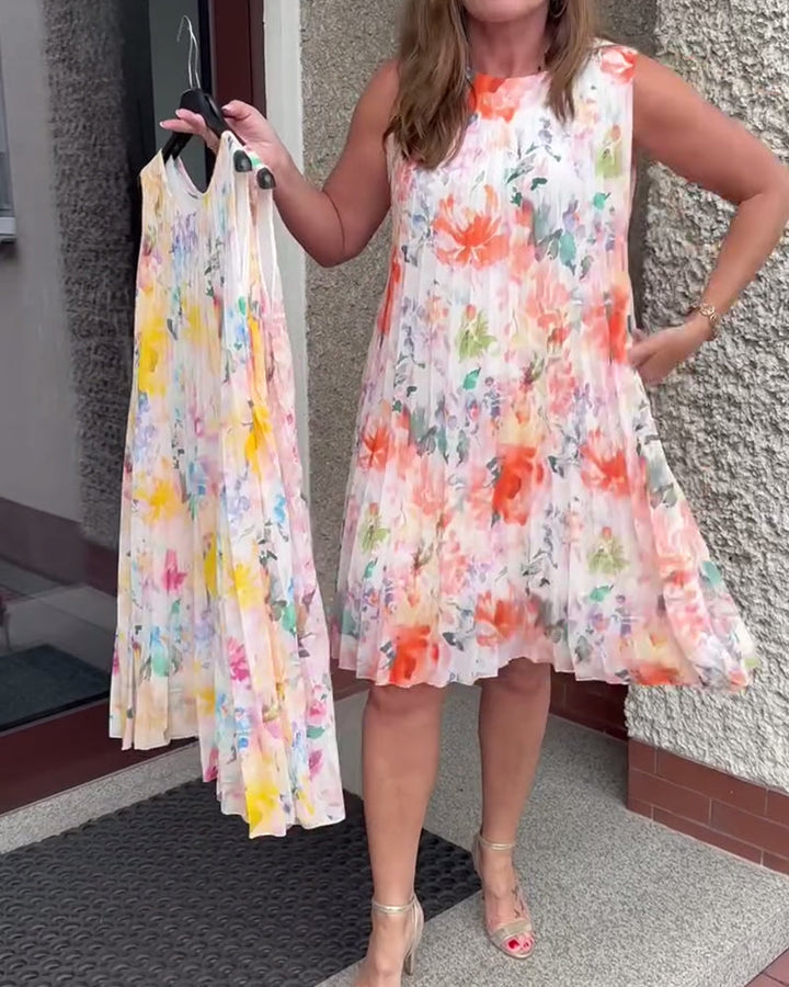 Lilia™ | Women’s Sleeveless Pleated Floral Dress