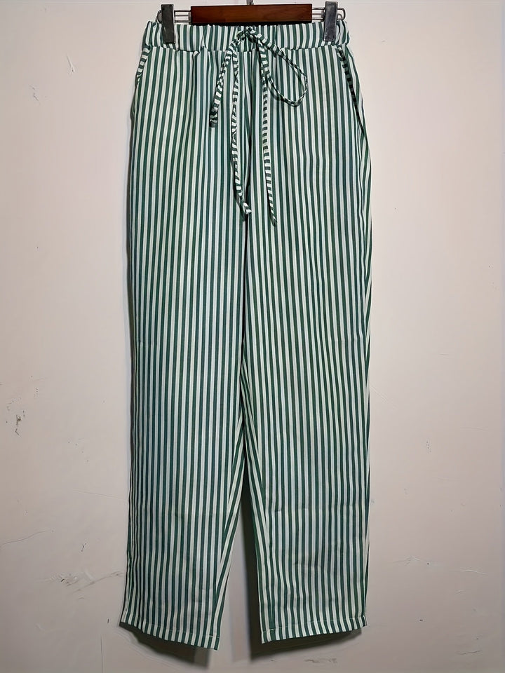 Marlena™ | Striped Linen Trousers for Women