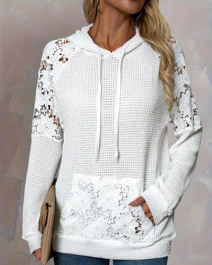 Marin™ | Women’s V-Neck Long Sleeve Lace Hoodie – Relaxed Fit