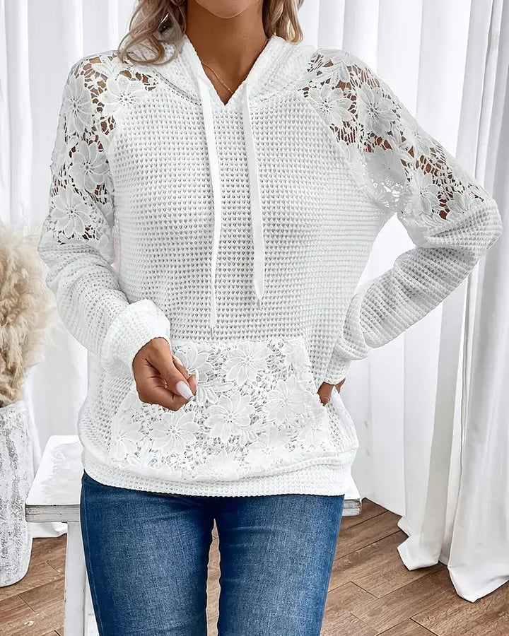 Marin™ | Women’s V-Neck Long Sleeve Lace Hoodie – Relaxed Fit