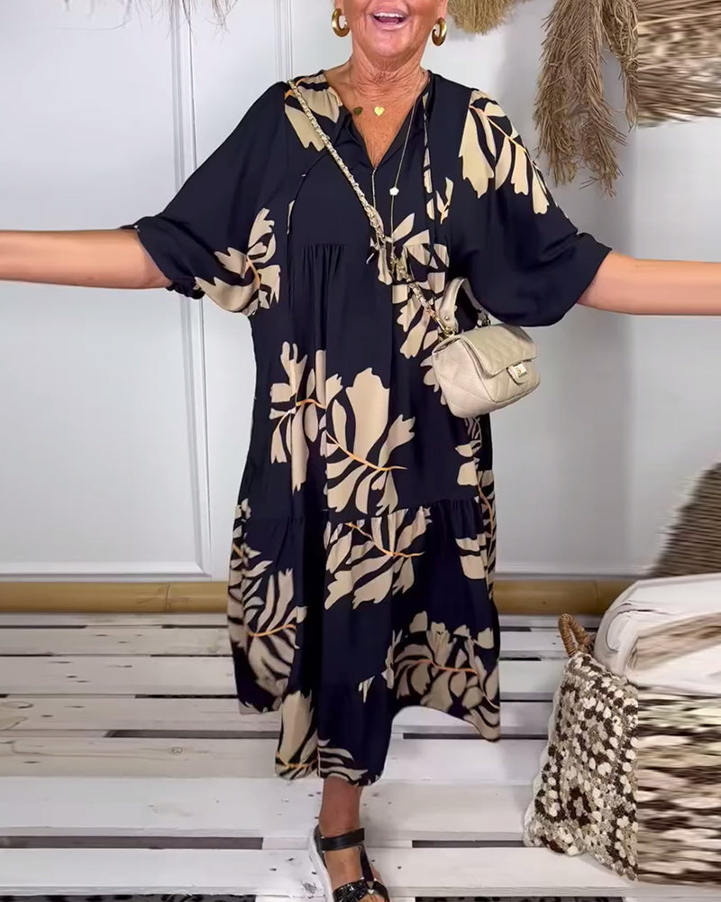 Ivy™ | Women’s Casual Dress with Contrasting Leaf Print