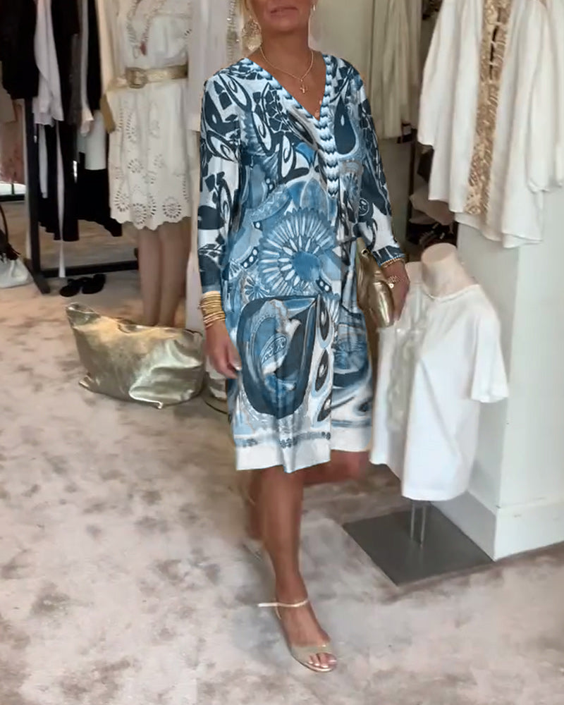 Esme™ | Women’s V-Neck Casual Dress with Retro Print