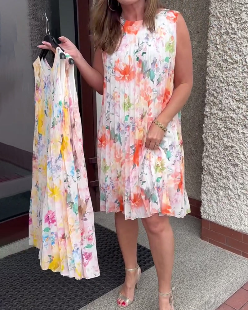 Lilia™ | Women’s Sleeveless Pleated Floral Dress