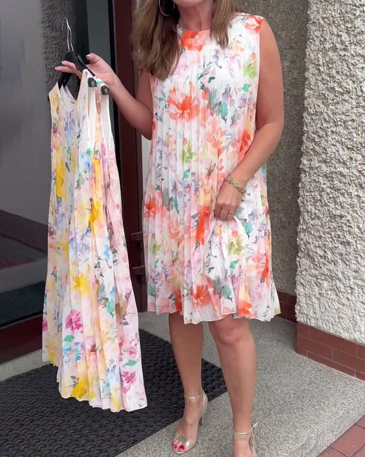Lilia™ | Women’s Sleeveless Pleated Floral Dress