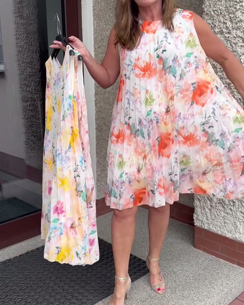 Lilia™ | Women’s Sleeveless Pleated Floral Dress