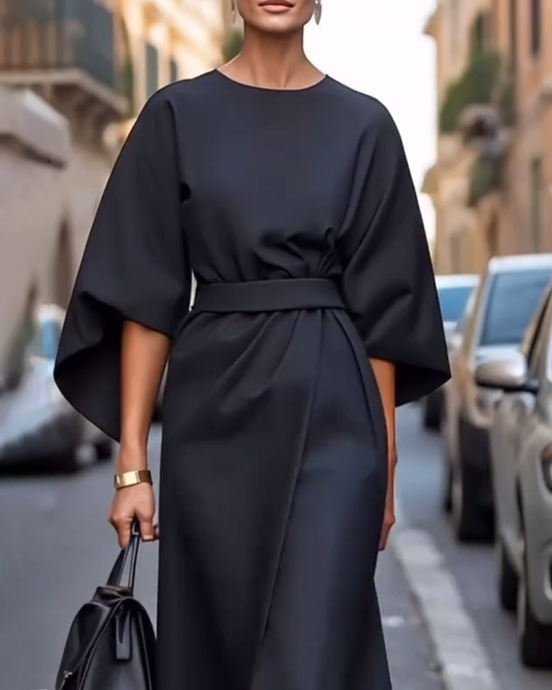 Abeleine™ | Dress with Lantern Sleeves & Belt