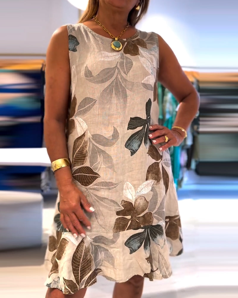 Lena™ | Women’s Sleeveless Round Neck Printed Dress
