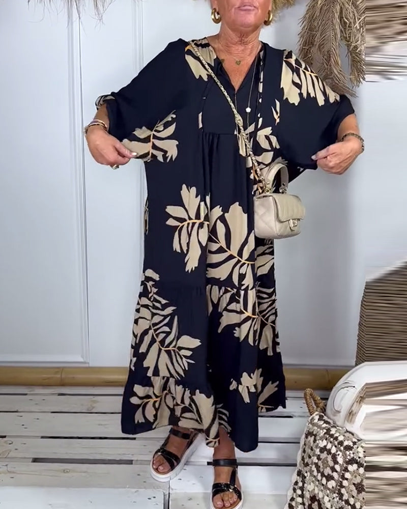 Ivy™ | Women’s Casual Dress with Contrasting Leaf Print