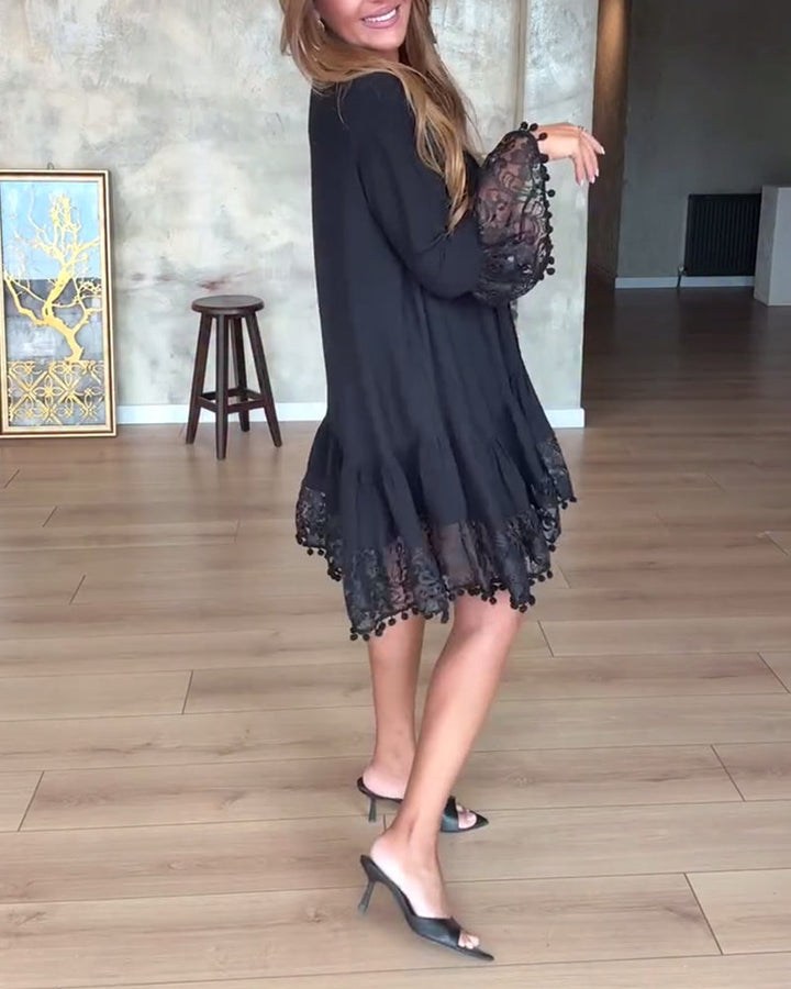 Delilah™ | Women’s Relaxed Solid V-Neck Lace Dress