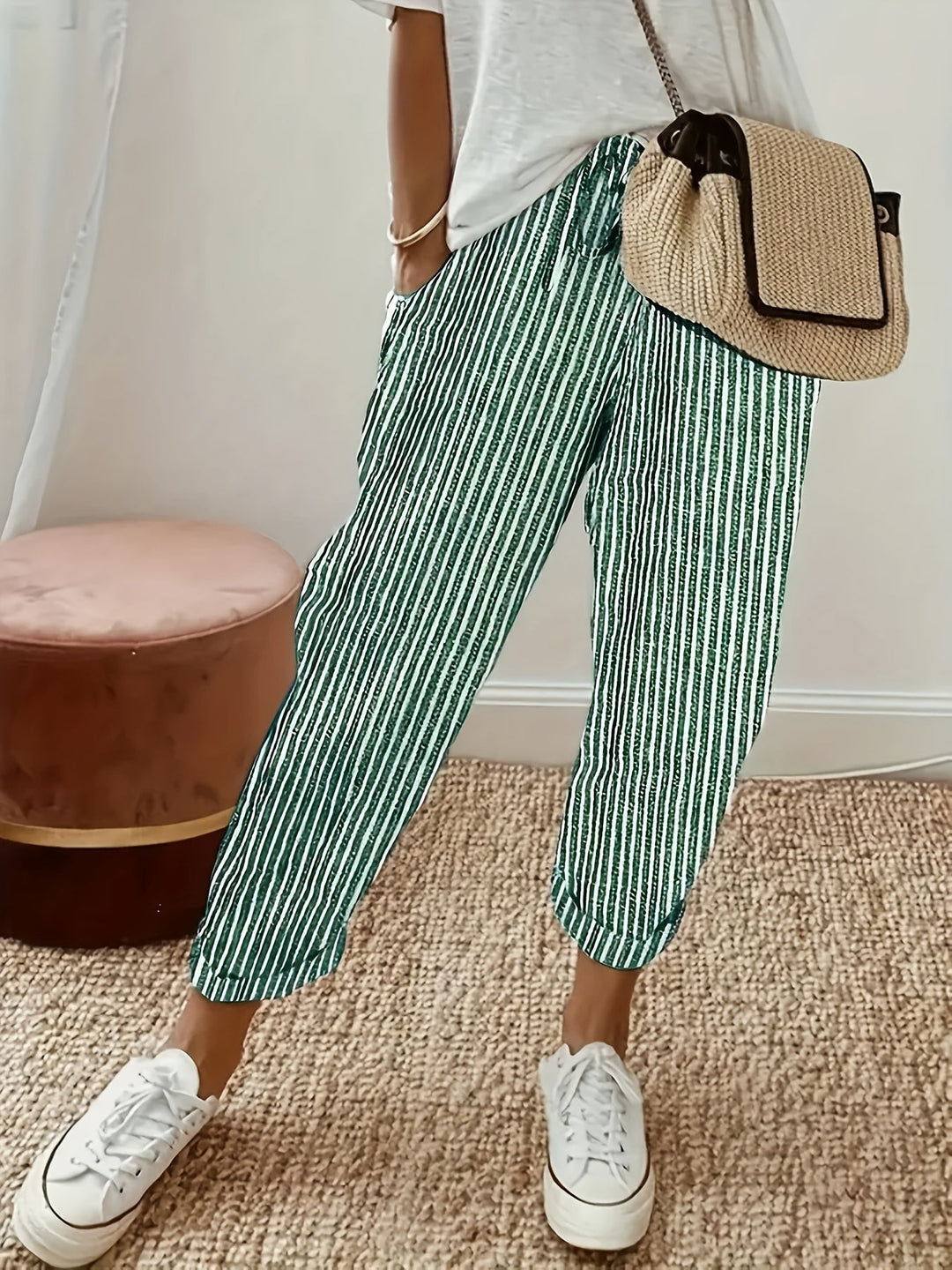 Marlena™ | Striped Linen Trousers for Women