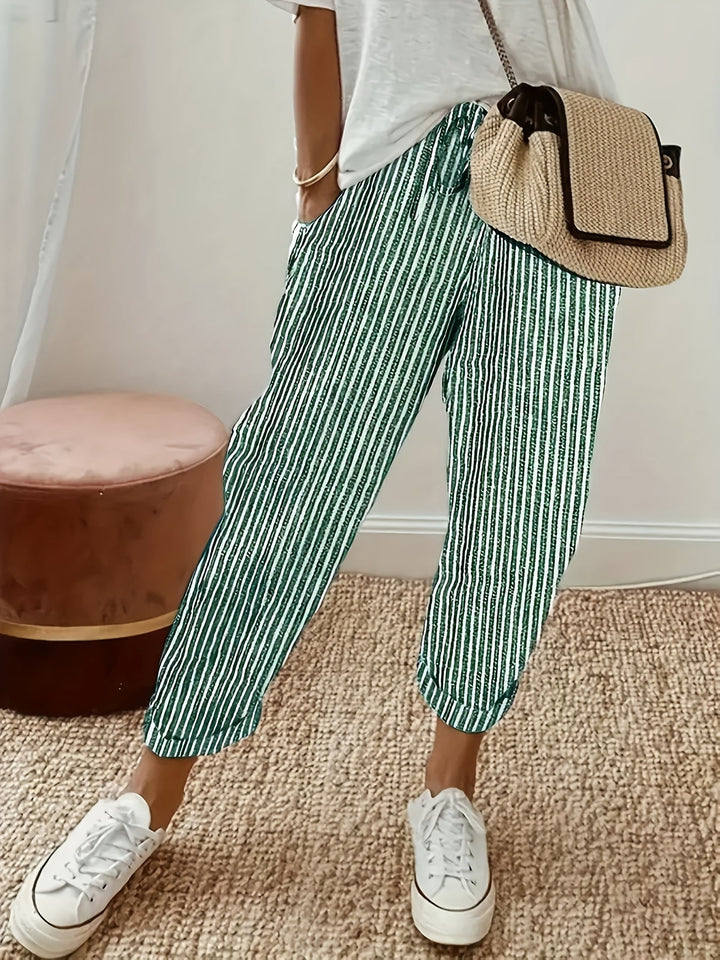 Marlena™ | Striped Linen Trousers for Women