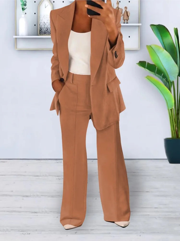 Aria™ | Women’s Solid Color Blazer & Pants Set