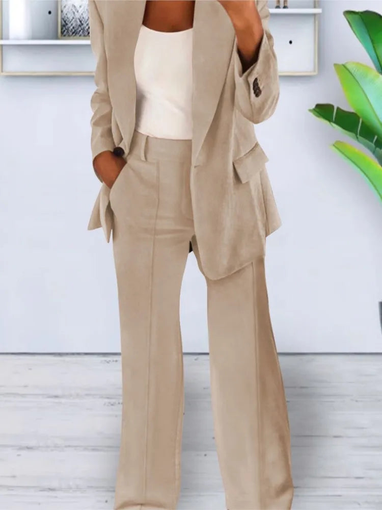 Aria™ | Women’s Solid Color Blazer & Pants Set