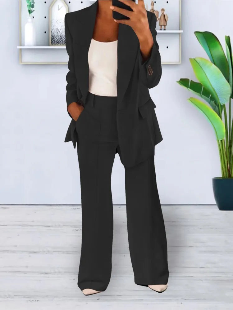 Aria™ | Women’s Solid Color Blazer & Pants Set