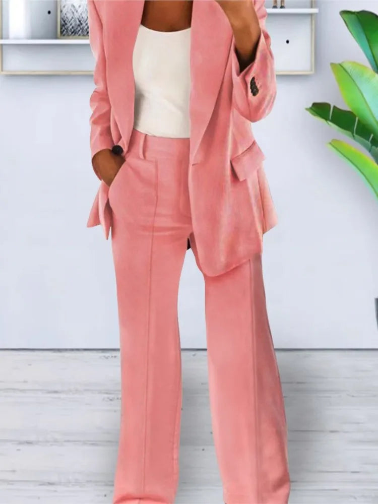Aria™ | Women’s Solid Color Blazer & Pants Set