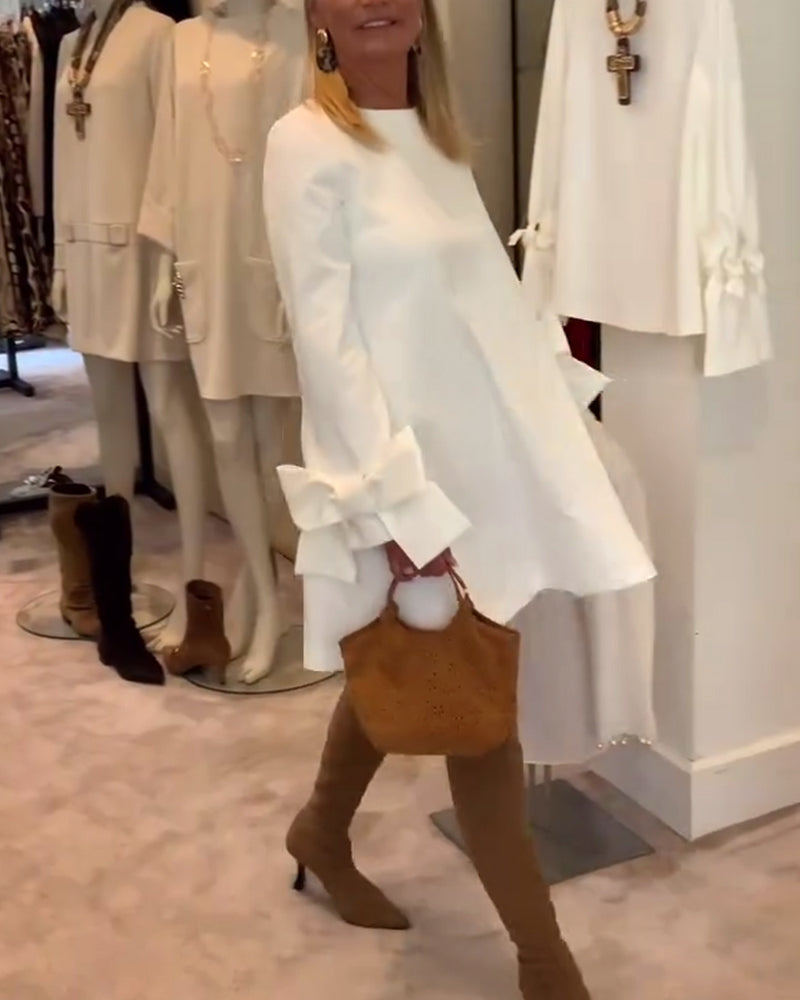 Renée™ | Women’s Bold Dress with Round Neckline and Flounce Sleeves