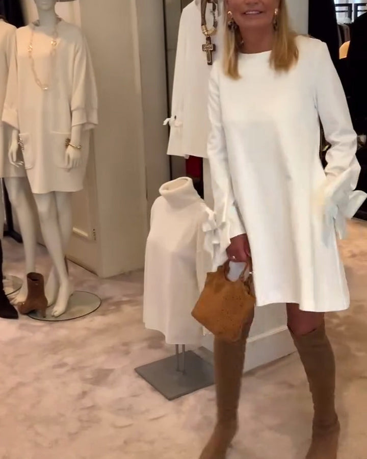 Renée™ | Women’s Bold Dress with Round Neckline and Flounce Sleeves