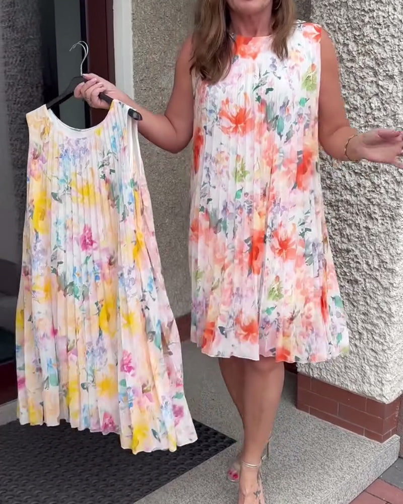 Lilia™ | Women’s Sleeveless Pleated Floral Dress