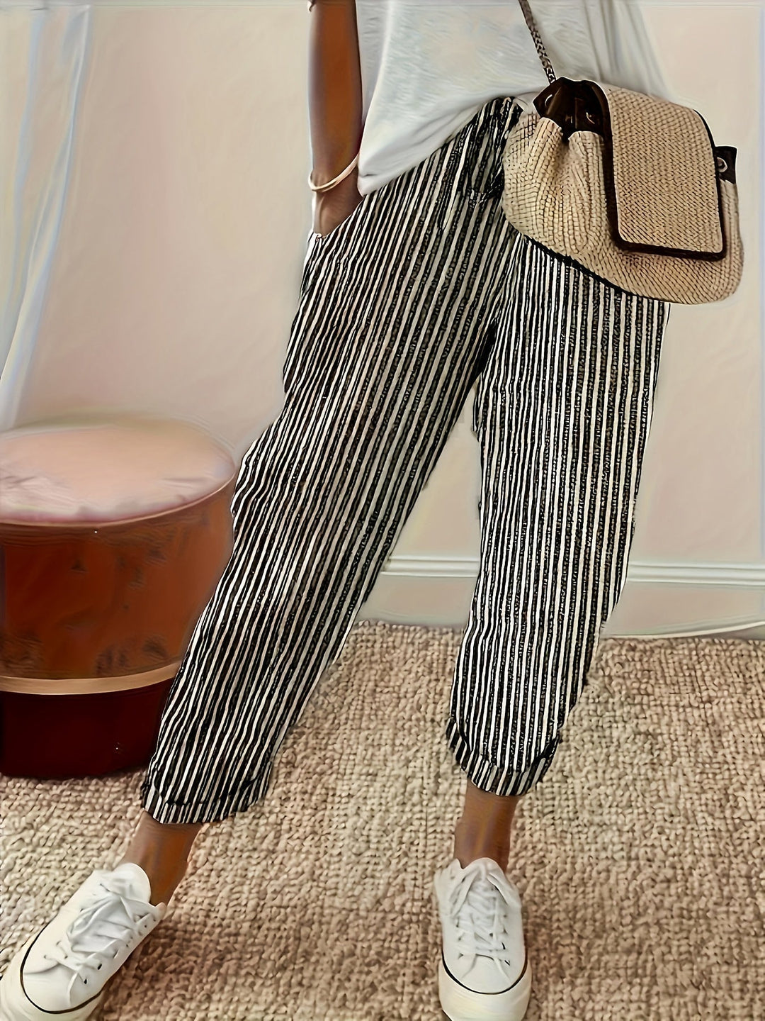 Marlena™ | Striped Linen Trousers for Women