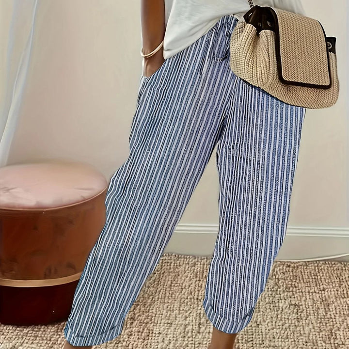 Marlena™ | Striped Linen Trousers for Women