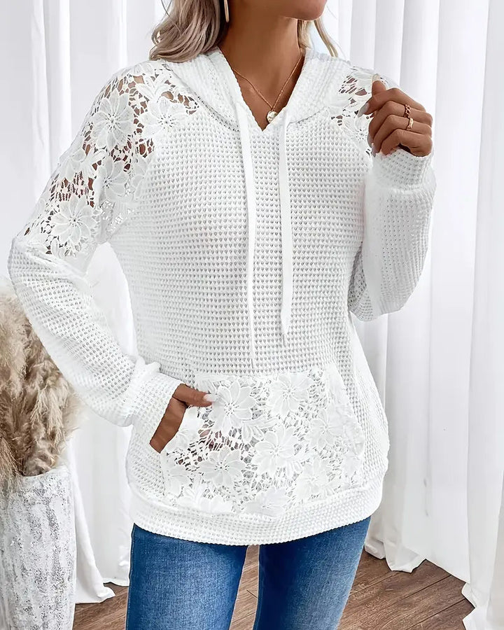 Marin™ | Women’s V-Neck Long Sleeve Lace Hoodie – Relaxed Fit