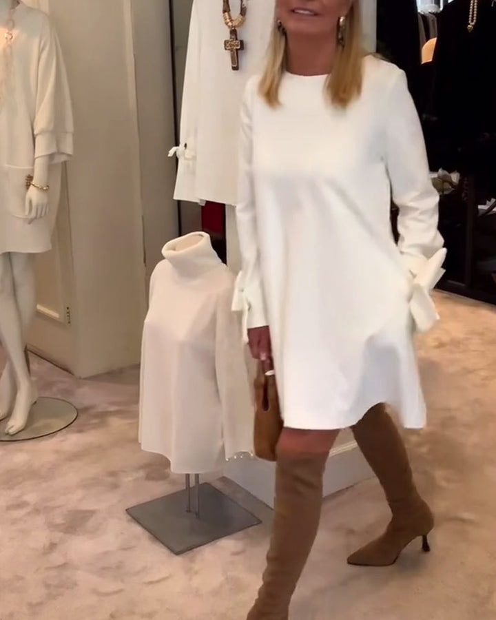 Renée™ | Women’s Bold Dress with Round Neckline and Flounce Sleeves