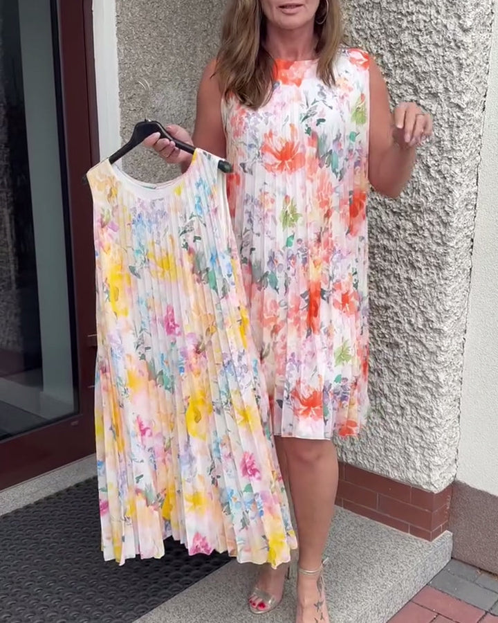 Lilia™ | Women’s Sleeveless Pleated Floral Dress