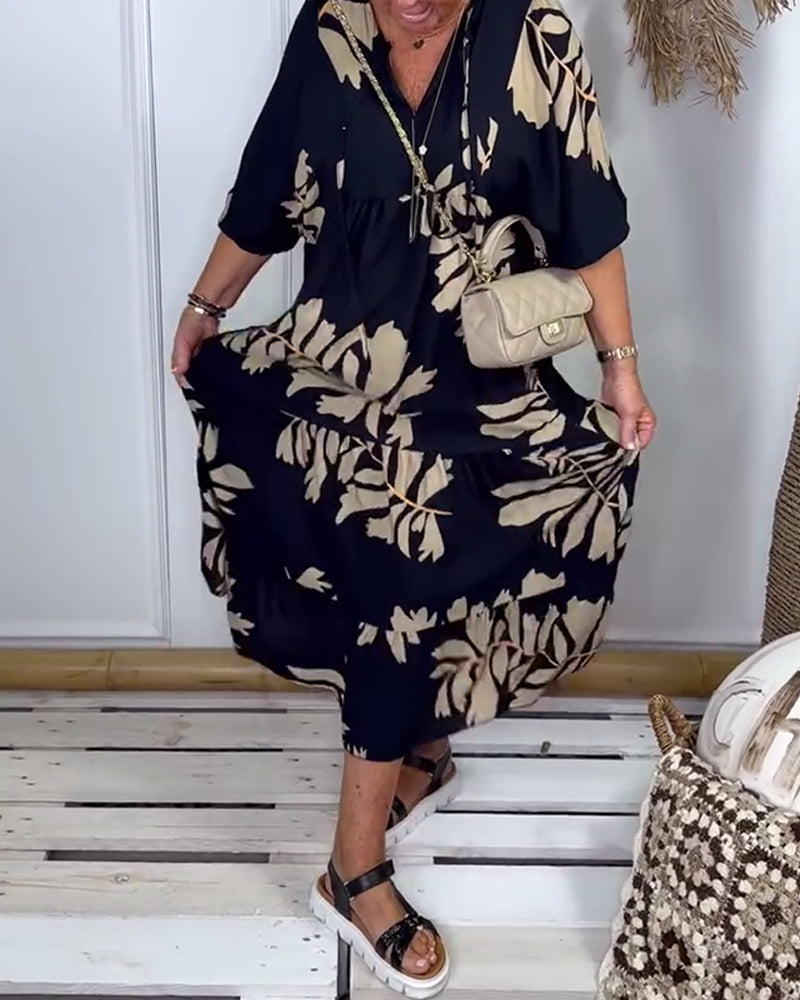 Ivy™ | Women’s Casual Dress with Contrasting Leaf Print