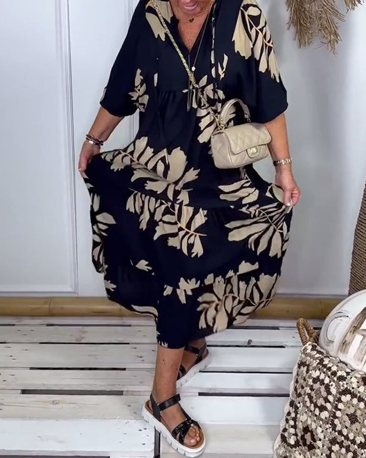 Ivy™ | Women’s Casual Dress with Contrasting Leaf Print