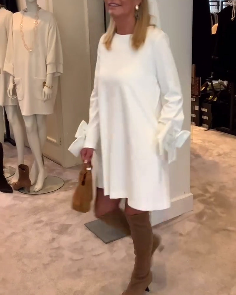 Renée™ | Women’s Bold Dress with Round Neckline and Flounce Sleeves