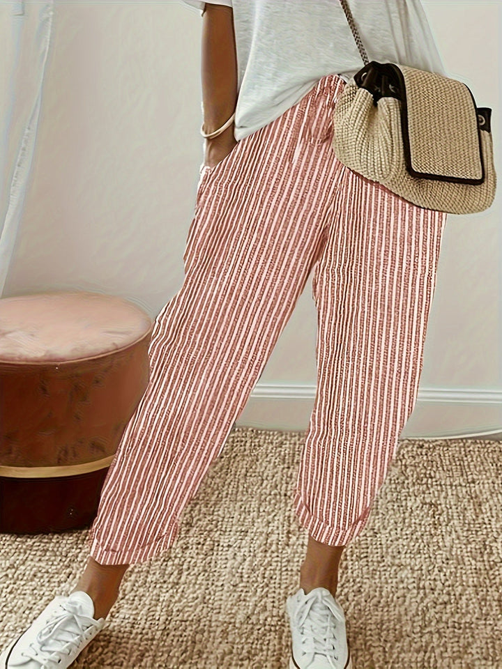 Marlena™ | Striped Linen Trousers for Women