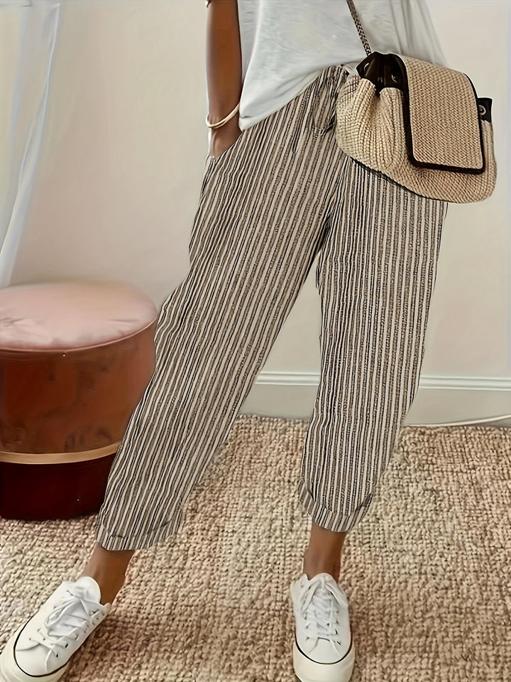 Marlena™ | Striped Linen Trousers for Women